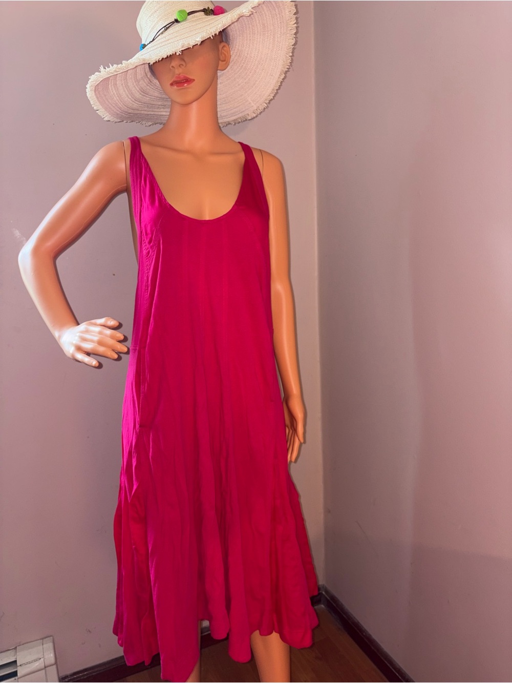 Anthropologie Magenta Sleeveless Scoop-Neck Casual Dress